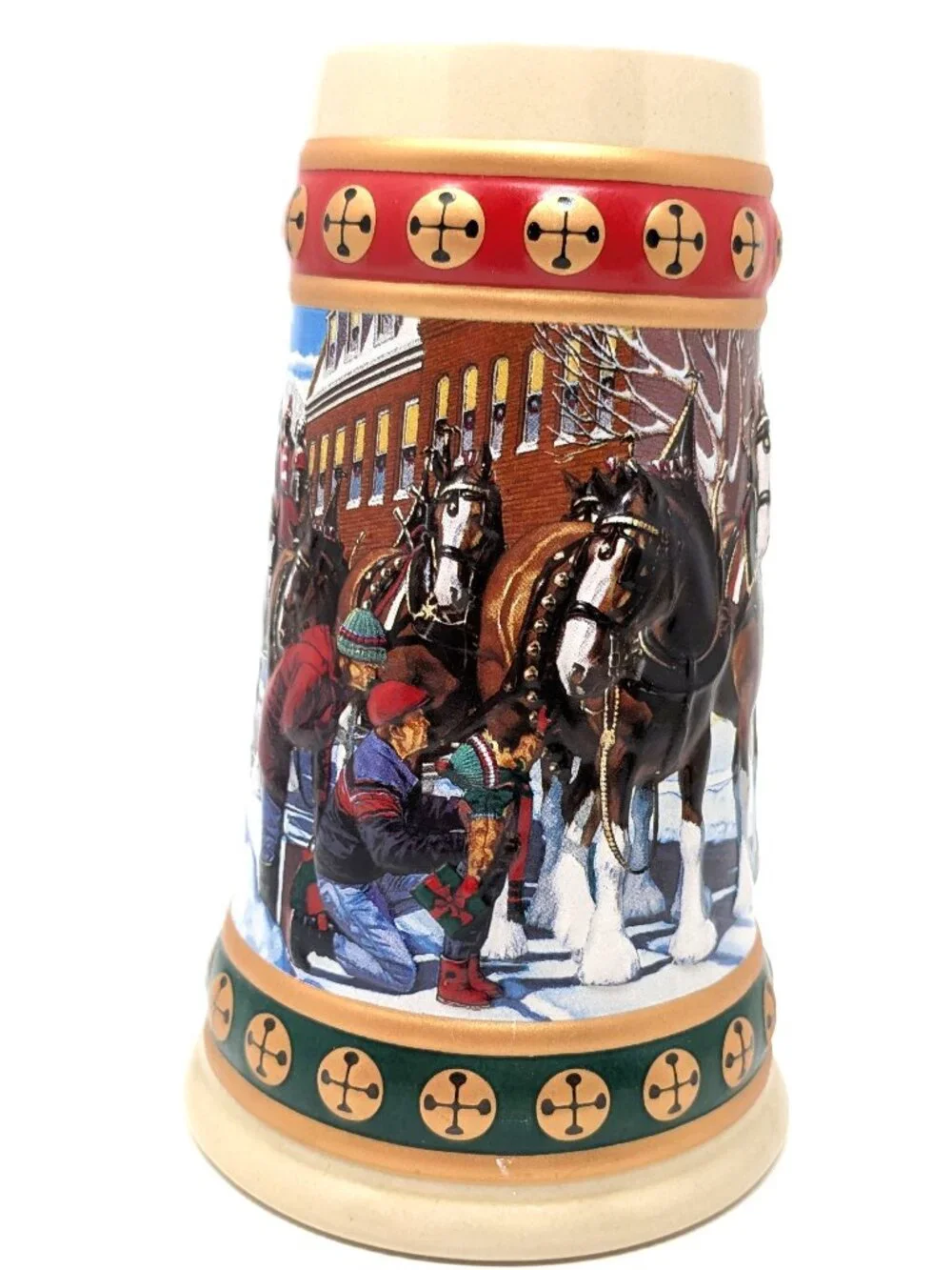 Budweiser Holiday Stein Collection 1994 Hometown Holiday Clydesdale Beer Mug